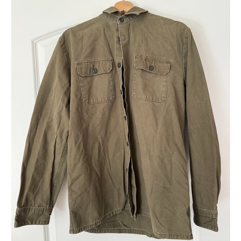 Volcom Men's Utility Shirt Jacket Olive Green Canvas Button Up Shacket Large